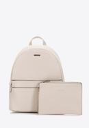 Women's faux leather backpack with pouch, cream, 98-4Y-510-9, Photo 2