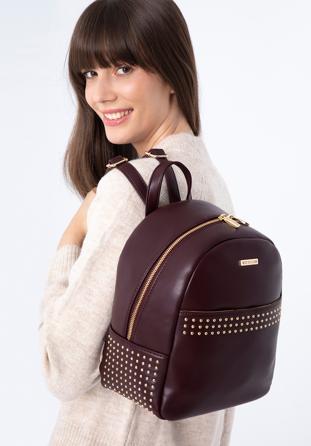 Women's faux leather backpack, plum, 97-4Y-767-3, Photo 1