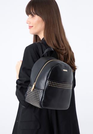 Women's faux leather backpack, black, 97-4Y-767-1, Photo 1
