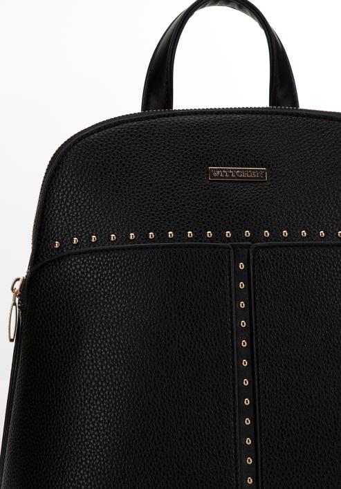 Faux leather studded backpack, black, 98-4Y-605-9, Photo 4