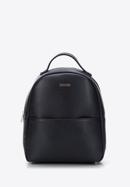 Women's faux leather backpack with front pocket, navy blue, 97-4Y-535-1, Photo 1