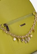 Faux leather backpack with decorative chain detail, lime, 98-4Y-505-P, Photo 4