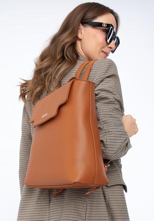 Women's faux leather backpack purse, brown, 97-4Y-602-5, Photo 1