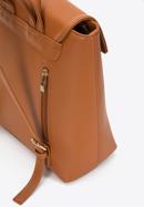 Damski plecak z ekoskóry z wyciętą klapą, brązowy, 97-4Y-602-5, Zdjęcie 4