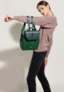 Women's faux leather backpack with geometric buckle, green, 95-4Y-044-11, Photo 15