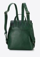 Women's faux leather backpack with geometric buckle, green, 95-4Y-044-11, Photo 2
