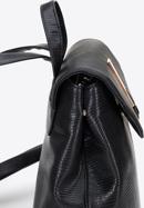 Women's faux leather backpack with geometric buckle, black, 95-4Y-044-11, Photo 4