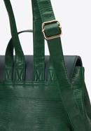 Women's faux leather backpack with geometric buckle, green, 95-4Y-044-11, Photo 4