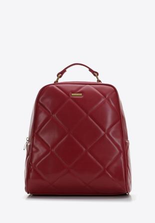 Women's quilted faux leather backpack, red, 97-4Y-620-3, Photo 1