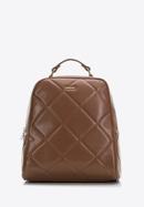 Women's quilted faux leather backpack, brown, 97-4Y-620-P, Photo 1