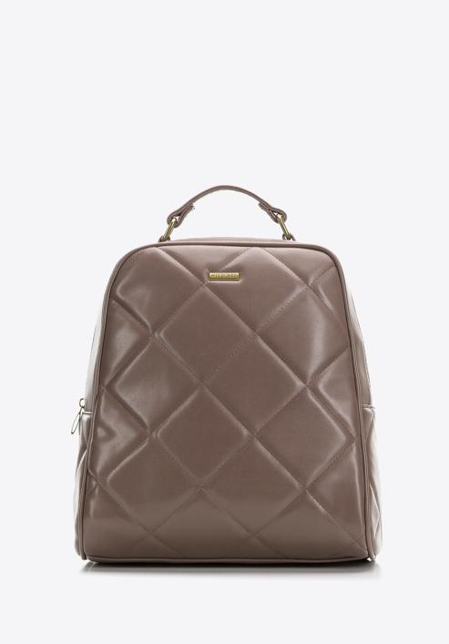 Women's quilted faux leather backpack, beige, 97-4Y-620-5, Photo 1