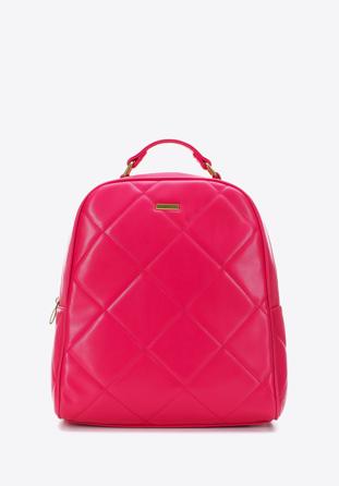 Women's quilted faux leather backpack, pink, 97-4Y-620-P, Photo 1