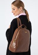 Women's quilted faux leather backpack, brown, 97-4Y-620-P, Photo 15