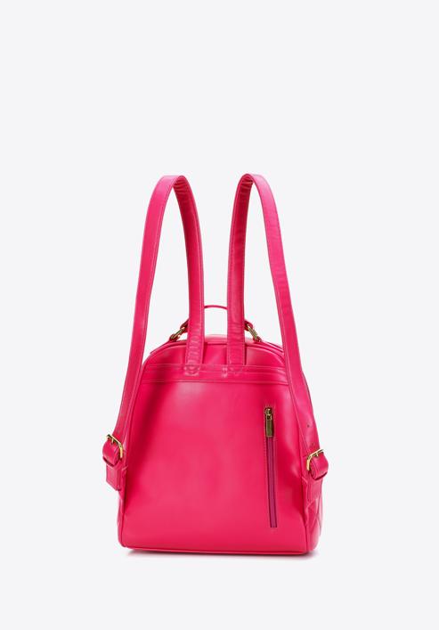 Women's quilted faux leather backpack, pink, 97-4Y-620-P, Photo 2