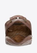 Damski plecak z geometrycznie pikowanym przodem, brązowy, 97-4Y-620-P, Zdjęcie 3