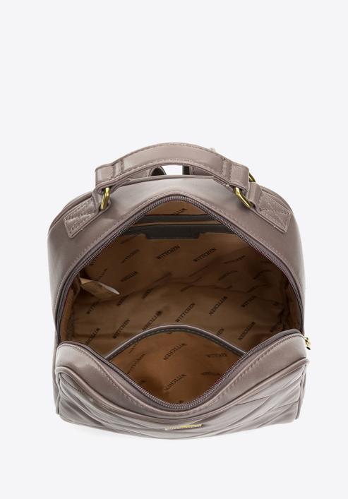 Damski plecak z geometrycznie pikowanym przodem, beżowy, 97-4Y-620-P, Zdjęcie 3