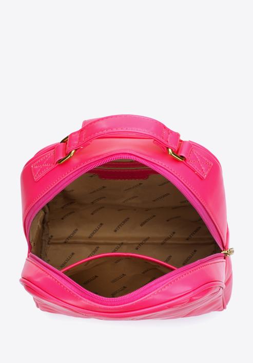 Women's quilted faux leather backpack, pink, 97-4Y-620-P, Photo 3