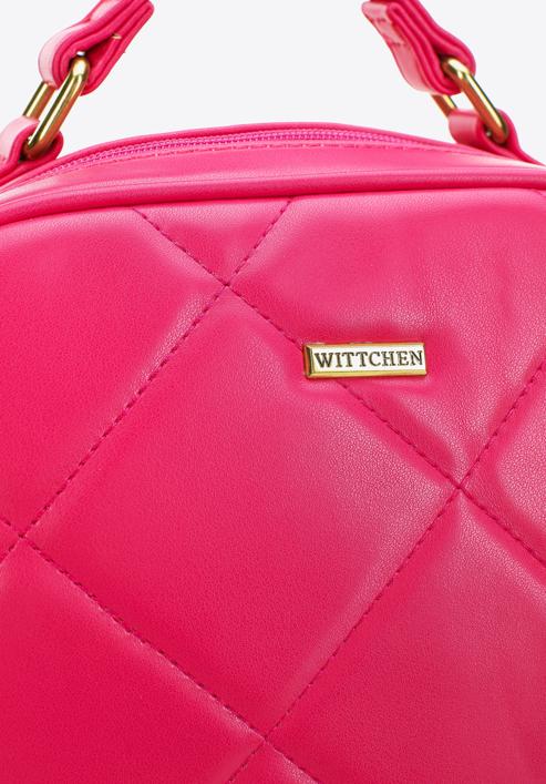 Women's quilted faux leather backpack, pink, 97-4Y-620-P, Photo 4