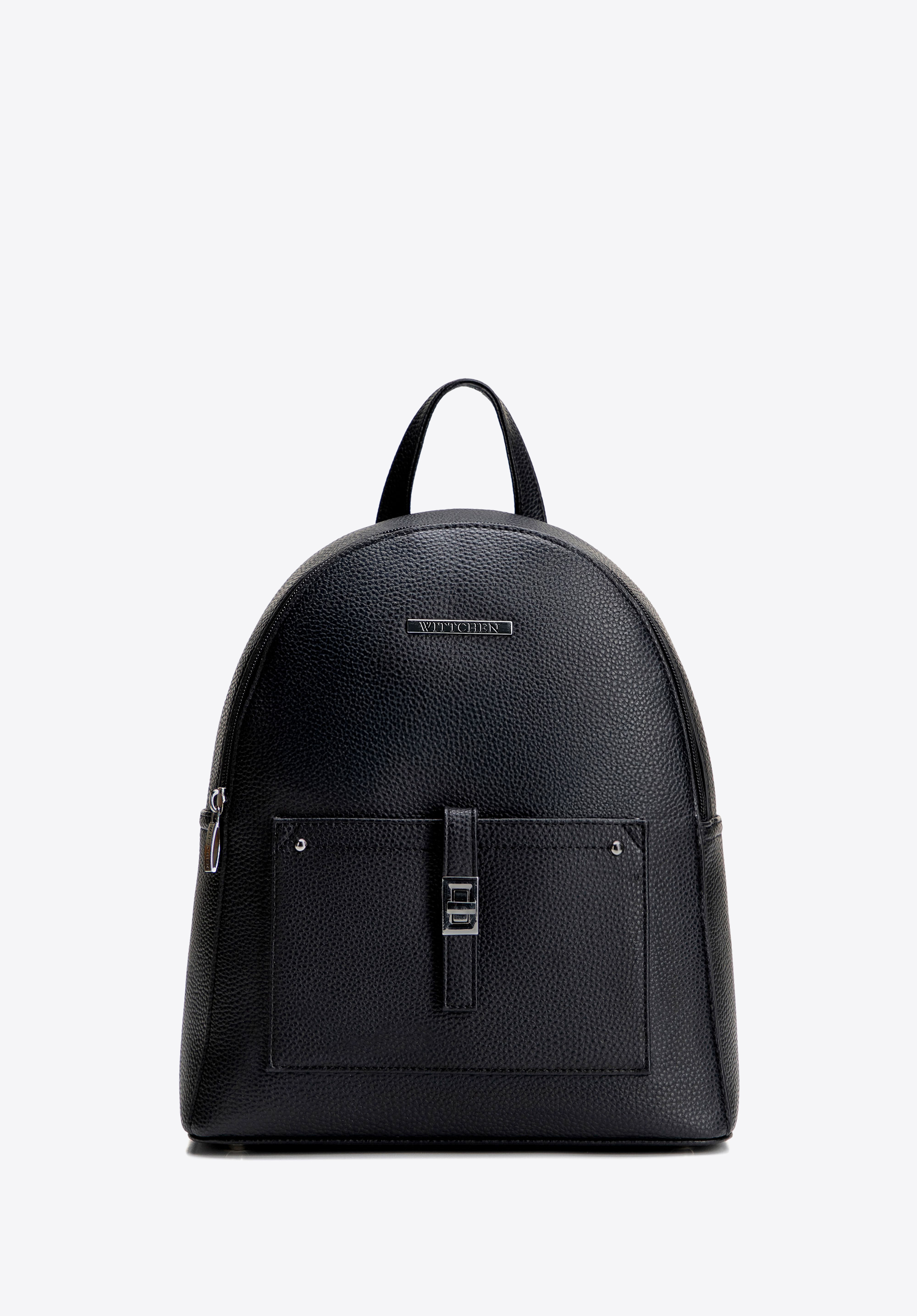 Damski plecak z imitacji skóry z kieszenią na przodzie, czarno-grafitowy, 29-4Y-003-BG1, Zdjęcie 1