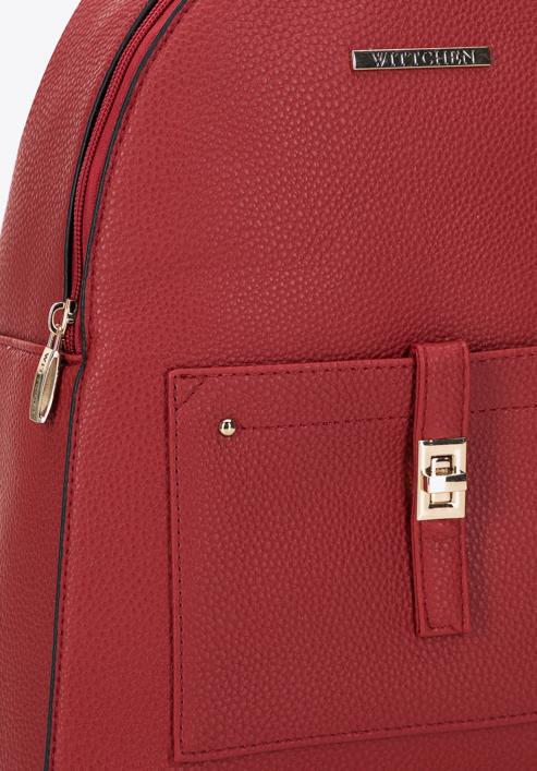 Damski plecak z kieszenią z przodu, czerwony, 29-4Y-003-B1G, Zdjęcie 4