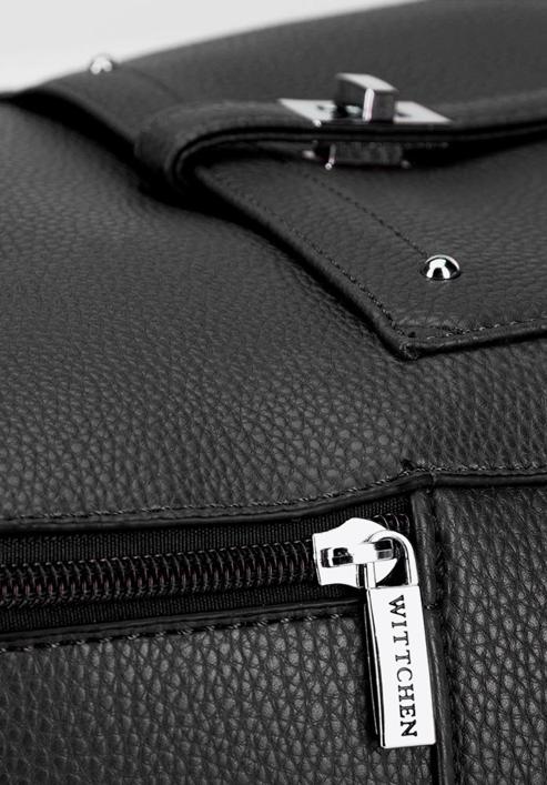 Damski plecak z kieszenią z przodu, czarno-srebrny, 29-4Y-003-BZ, Zdjęcie 5