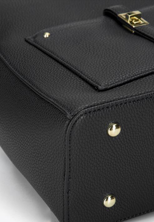 Damski plecak z kieszenią z przodu, czarno-złoty, 29-4Y-003-B33, Zdjęcie 5