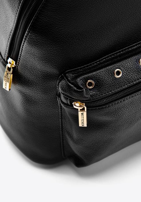 Women's studded pocket backpack purse, black, 97-4Y-517-9, Photo 4