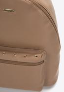 Damski plecak z kieszenią zdobioną nitami, beżowy, 97-4Y-517-1, Zdjęcie 4