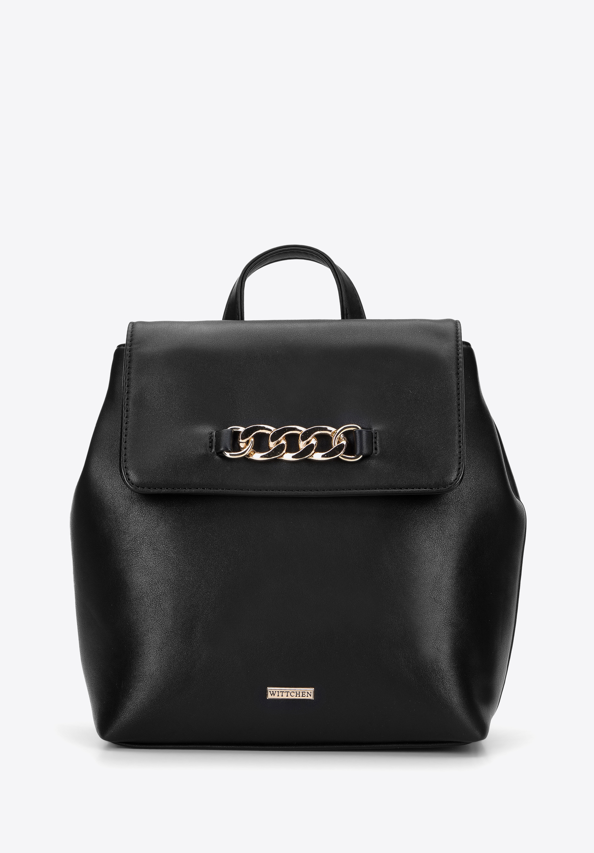 Women's faux leather backpack, black, 96-4Y-624-1, Photo 1
