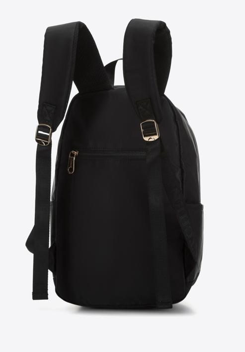 Damski plecak z nylonu duży, czarno-złoty, 98-4Y-107-1G, Zdjęcie 2