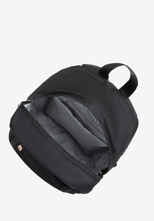 Damski plecak z nylonu duży, czarno-złoty, 98-4Y-107-1G, Zdjęcie 3