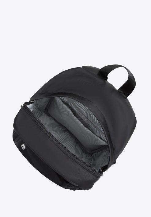 Damski plecak z nylonu duży, czarno-srebrny, 98-4Y-107-1G, Zdjęcie 3
