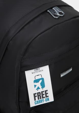 Damski plecak z nylonu duży, czarno-srebrny, 98-4Y-107-1S, Zdjęcie 1