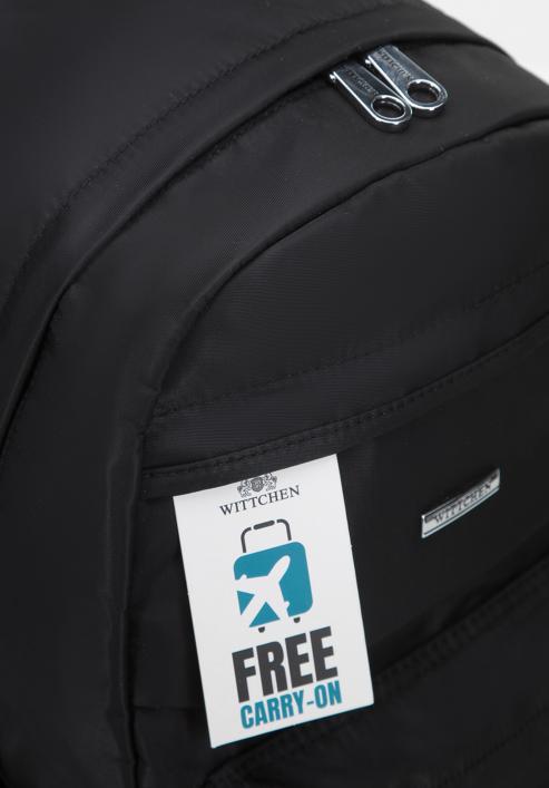 Damski plecak z nylonu duży, czarno-srebrny, 98-4Y-107-1S, Zdjęcie 4