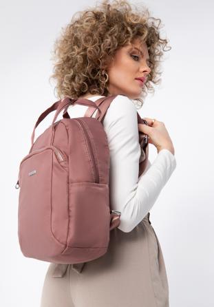 Women's nylon backpack, muted pink, 98-4Y-101-P, Photo 1
