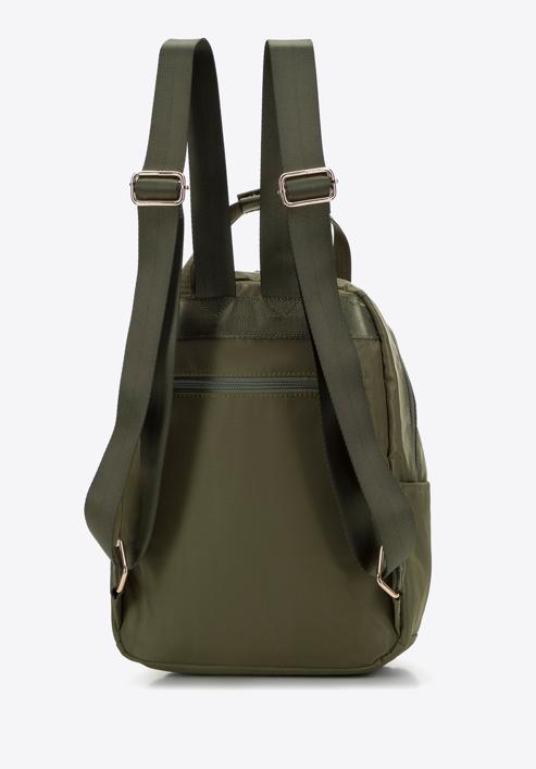 Damski plecak z nylonu z długimi uchwytami, zielony, 98-4Y-101-P, Zdjęcie 2