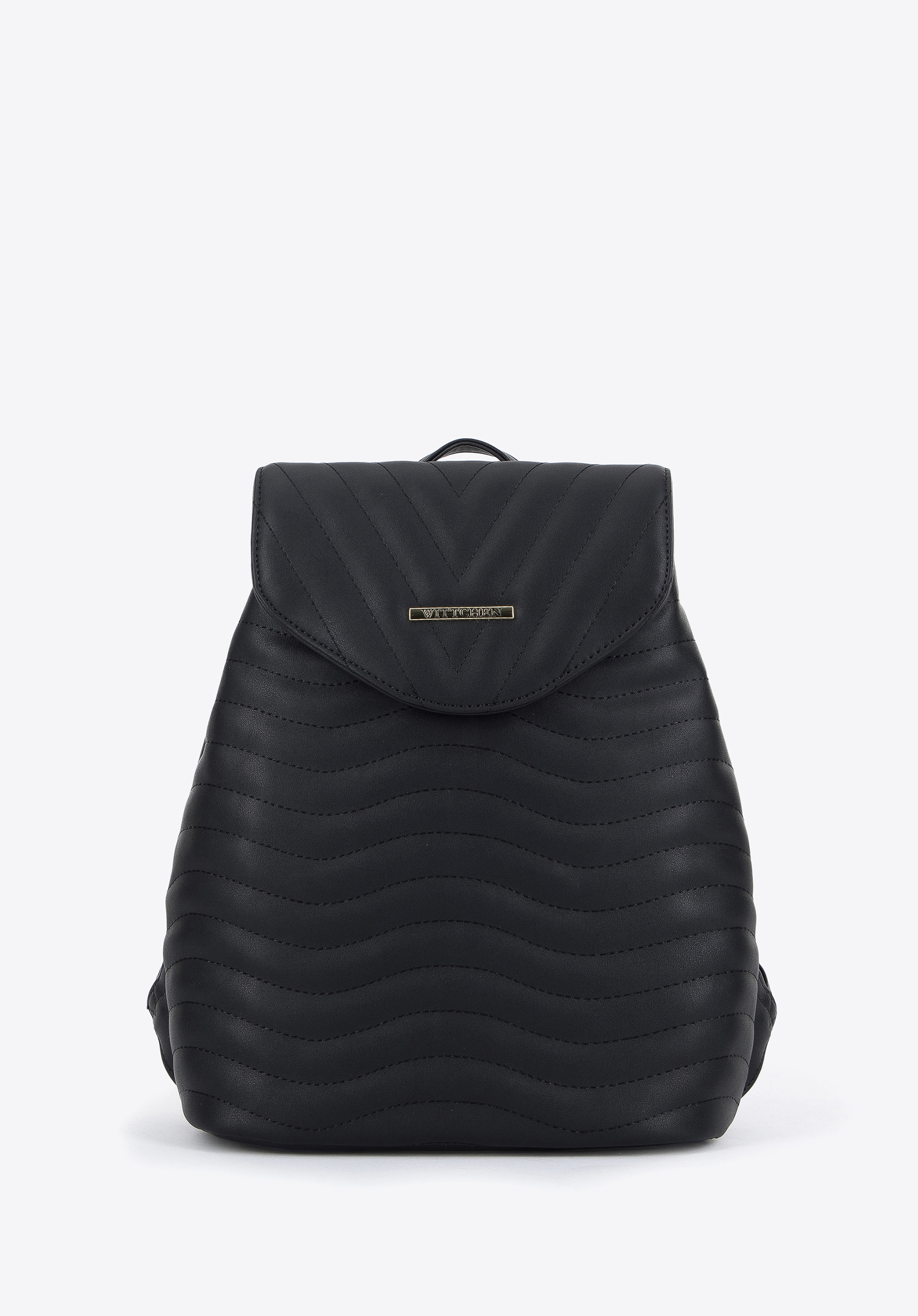 Women's quilted faux leather backpack purse, black, 96-4Y-721-1, Photo 1