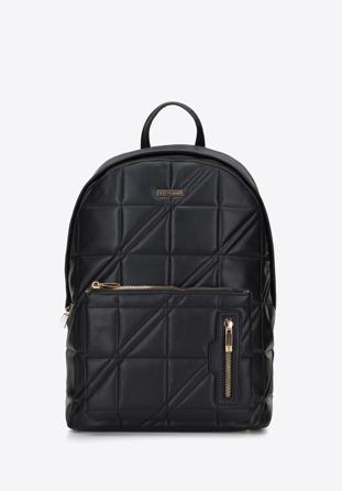 Quilted faux leather backpack, black, 95-4Y-046-1, Photo 1