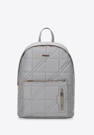 Quilted faux leather backpack, grey, 95-4Y-046-8, Photo 1