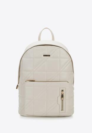 Quilted faux leather backpack, cream, 95-4Y-046-9, Photo 1