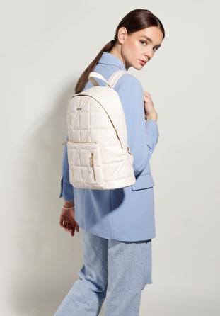 Quilted faux leather backpack, cream, 95-4Y-046-9, Photo 1
