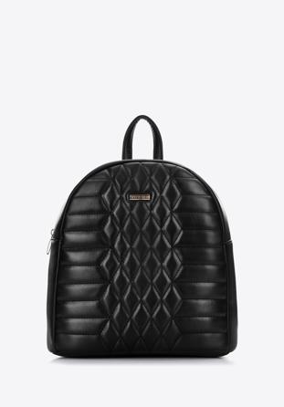 Women's quilted faux leather backpack, black, 97-4Y-627-1, Photo 1