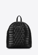 Women's quilted faux leather backpack, black, 97-4Y-627-5, Photo 1