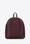 Women's quilted faux leather backpack, plum, 97-4Y-627-1, Photo 1