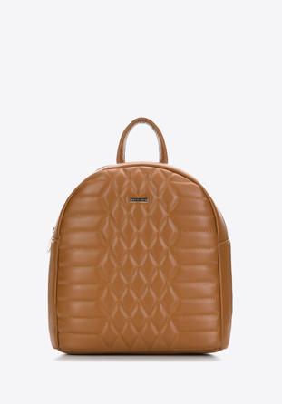 Women's quilted faux leather backpack, brown, 97-4Y-627-5, Photo 1