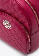 Women's quilted leather backpack with decorative monogram, pink, 97-4E-609-1, Photo 4