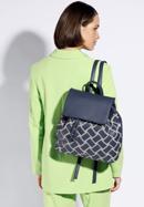 Women's woven front backpack, navy blue-grey, 95-4Y-513-9, Photo 15