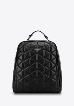 Women's quilted faux leather backpack, black, 97-4Y-607-1, Photo 1