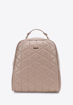 Women's quilted faux leather backpack, beige, 97-4Y-607-9, Photo 1