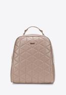Women's quilted faux leather backpack, beige, 97-4Y-607-9, Photo 1